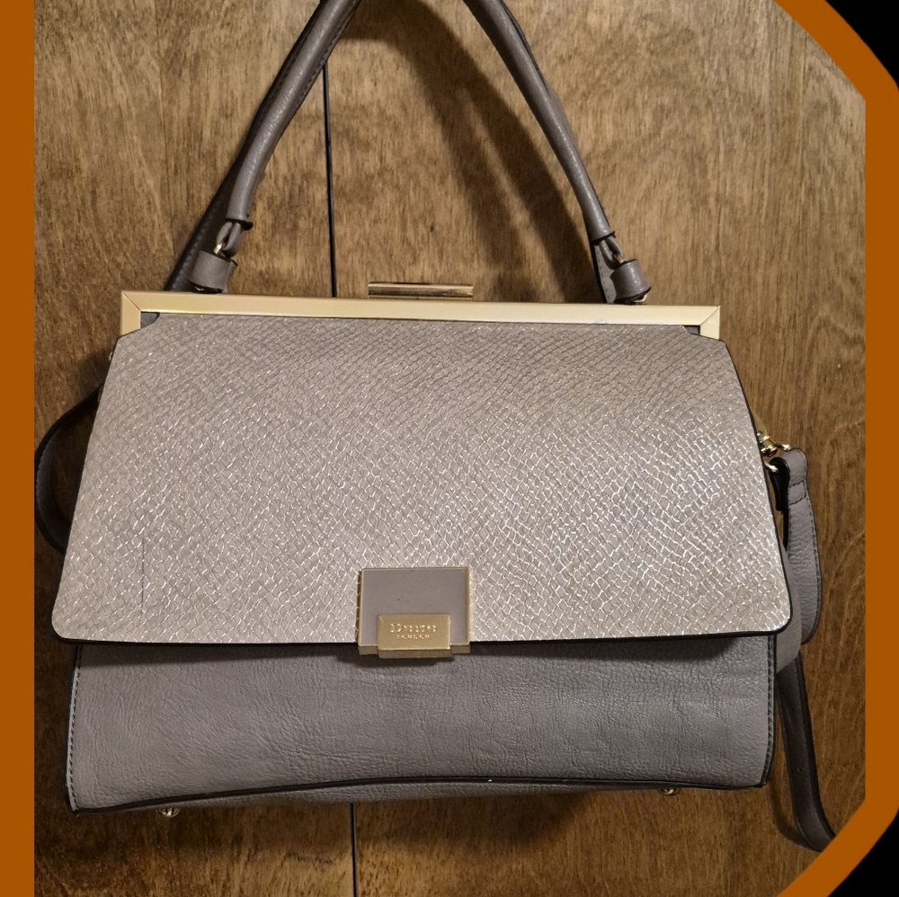 Dune London Taupe Faux Pebbled Leather Top Handle Satchel Bag NWOT